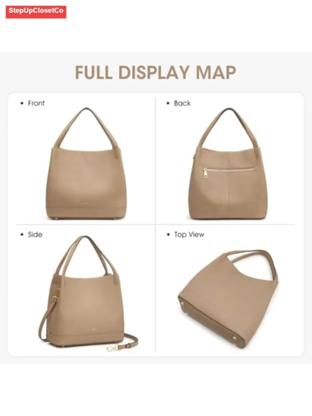 Genuine Leather Bucket Bag Women Crossbody Detachable Strap